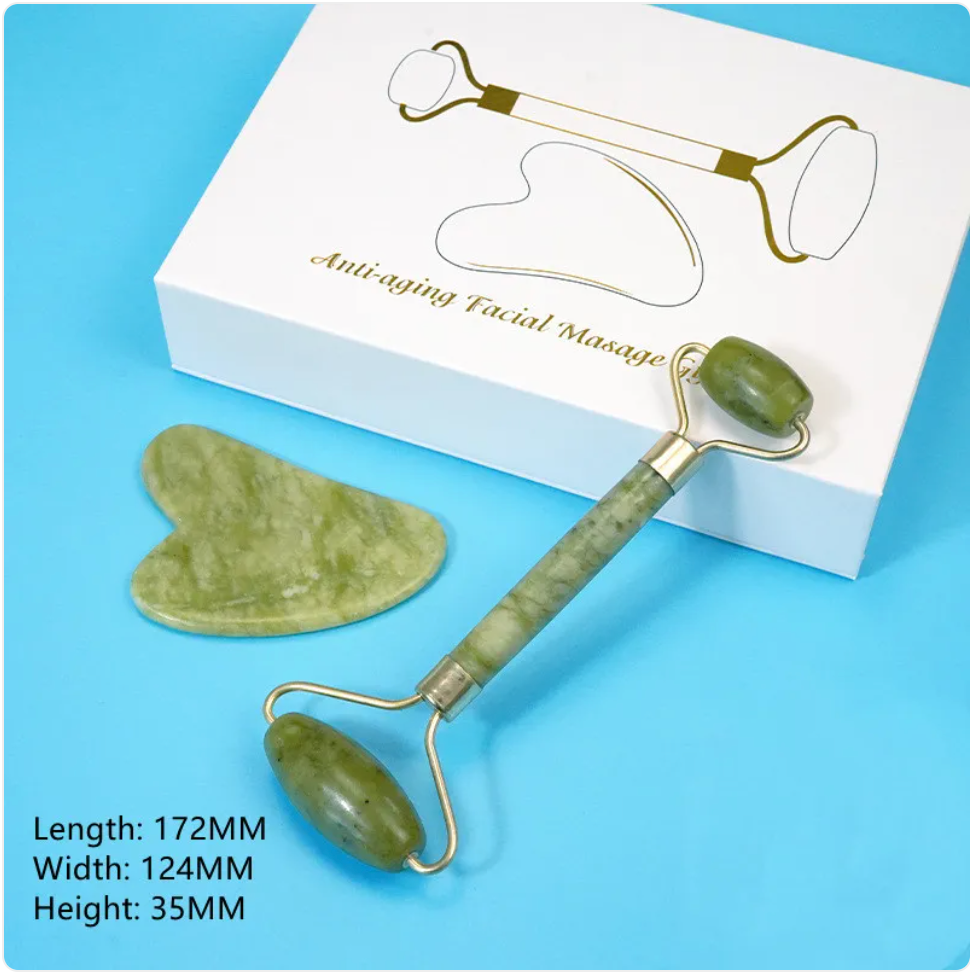 Jade Massage Roller & Scraper Set