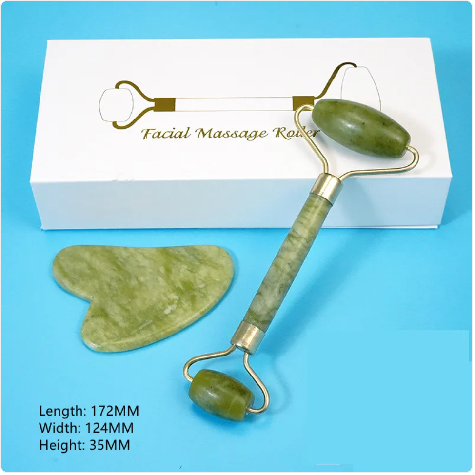 Jade Massage Roller & Scraper Set