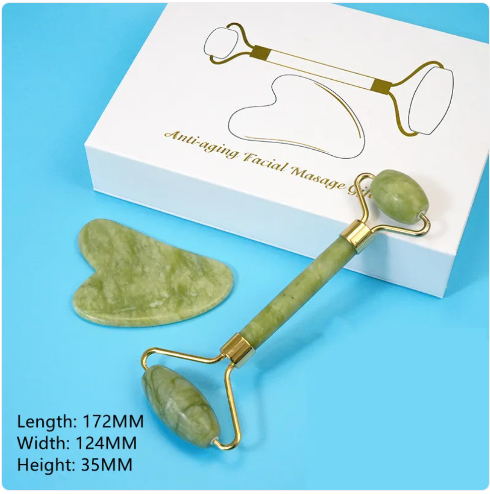 Jade Massage Roller & Scraper Set