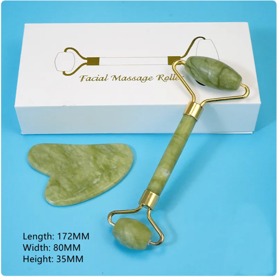 Jade Massage Roller & Scraper Set